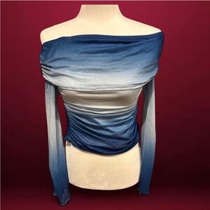 Blue Ombre Off-Shoulder Top